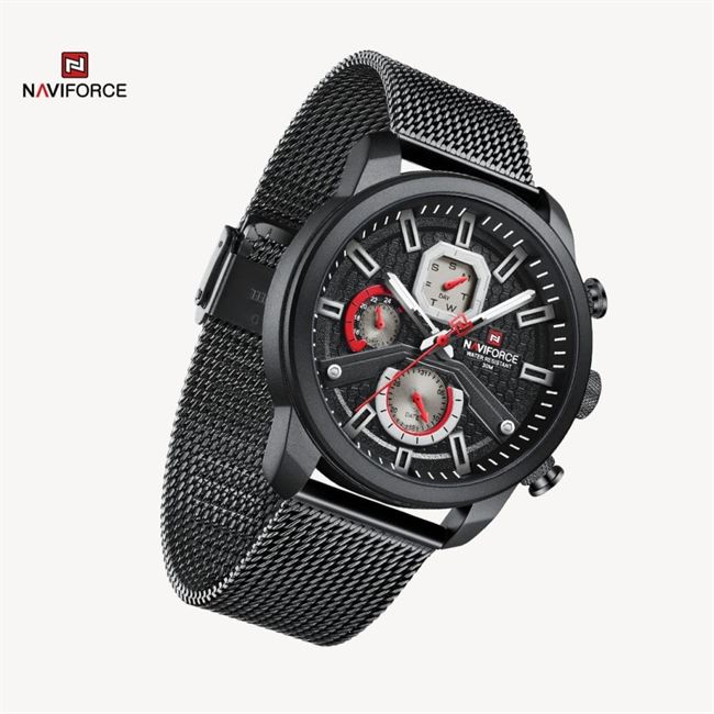 ساعت مچی اورجینال مردانه ناوی فورس|Naviforce|نوی فورس|نیوی فورس سه موتوره فول تایم مشکی | مشکی| مشکی| کد رفرنس NF9211